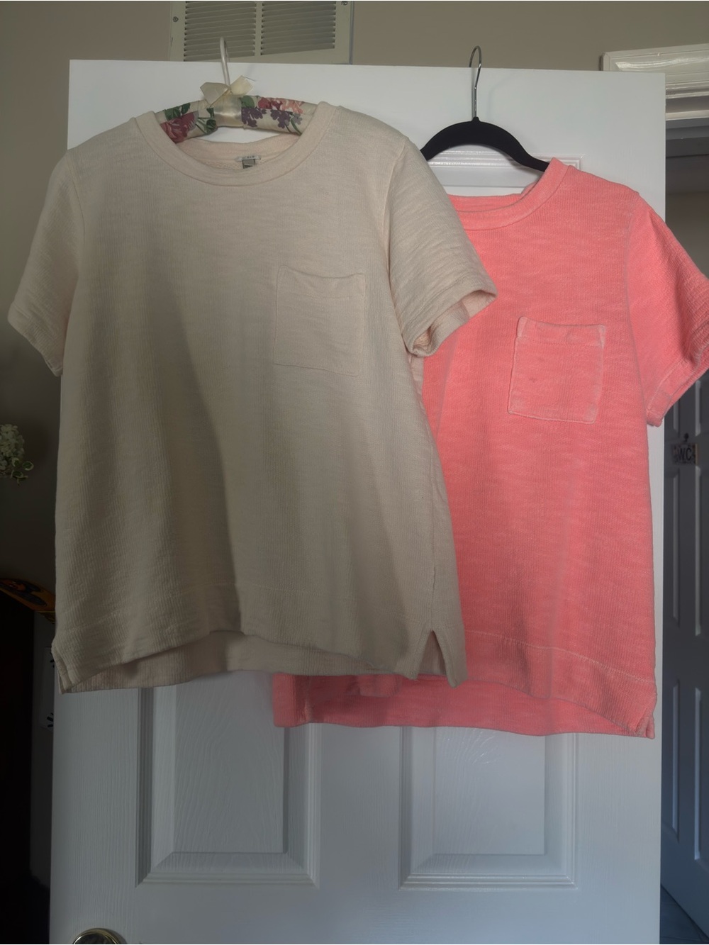Bundle J Crew Short-Sleeve Pocket Tees in Cream and Coral selling together